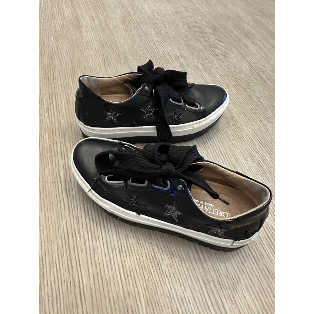 Chunky heel Loretta Pettinari Star Sneakers Black Leather Italian Women 6.5
